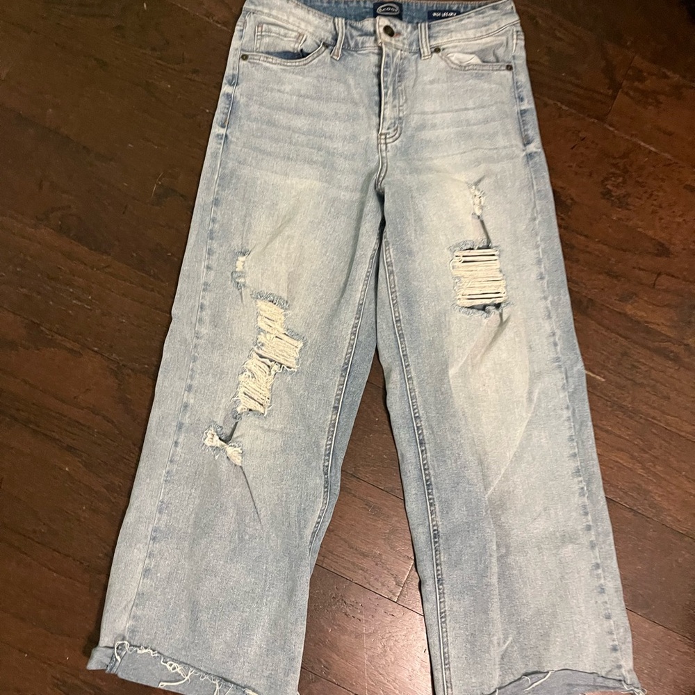 Women's Light Blue Distressed Jeans